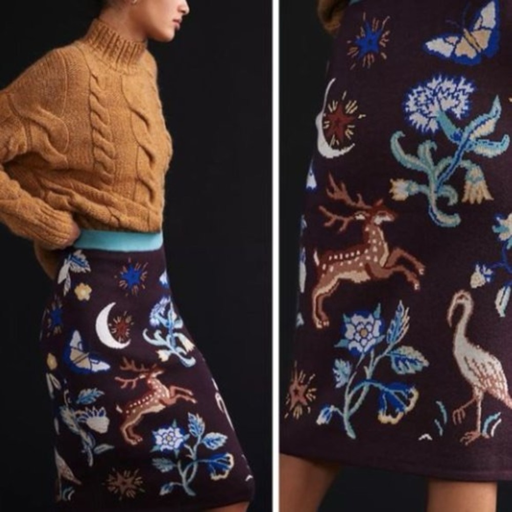 EUC Anthropologie Forest Friends Slim Pencil Skirt M
